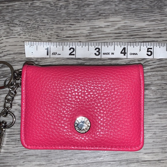 STEVE MADDEN Pink genuine leather embossed Wallet Silver snap keychain organizer - Picture 9 of 16